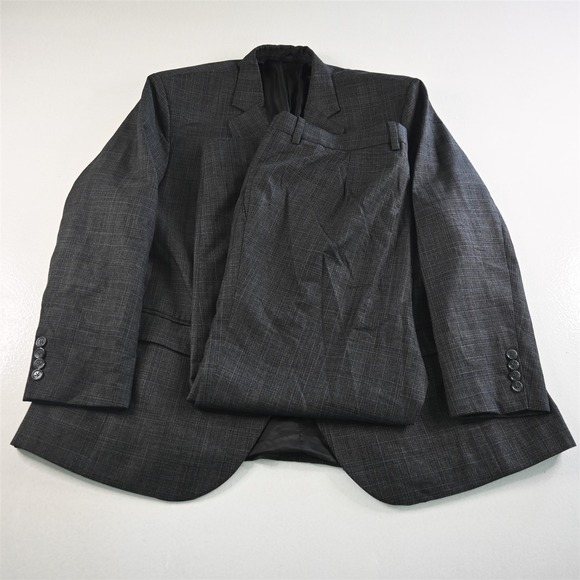Bespoke 46S 38x27 Gray Plaid‎ Portly Mens Jacket Pants Suit